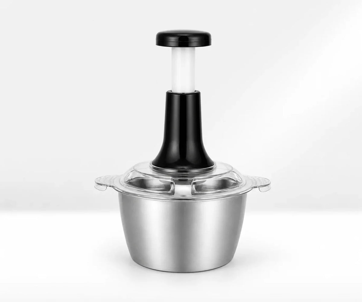 Stainless Steel Push Chopper Bowl – 2L Manual Food Chopper