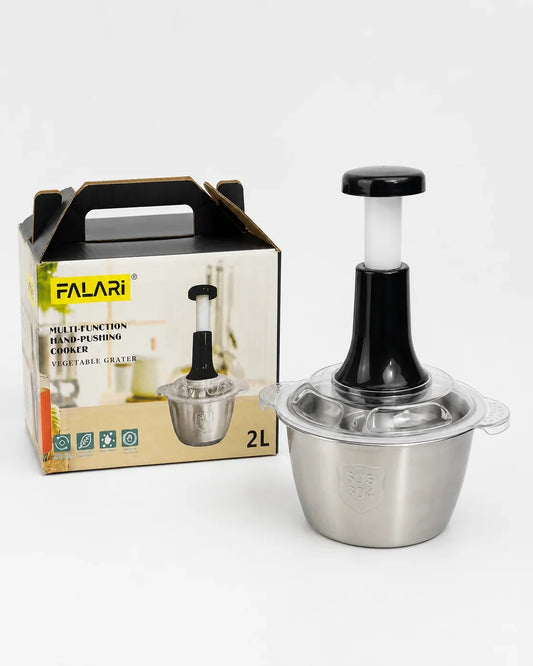 Stainless Steel Push Chopper Bowl – 2L Manual Food Chopper