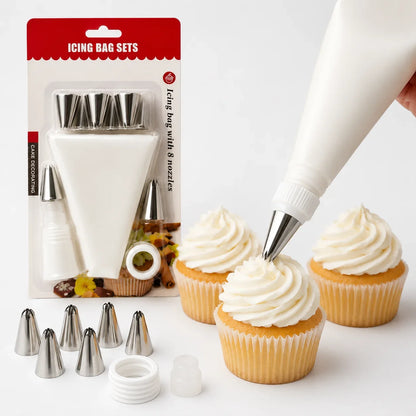 8-Piece Reusable Icing Bag & Nozzle Set