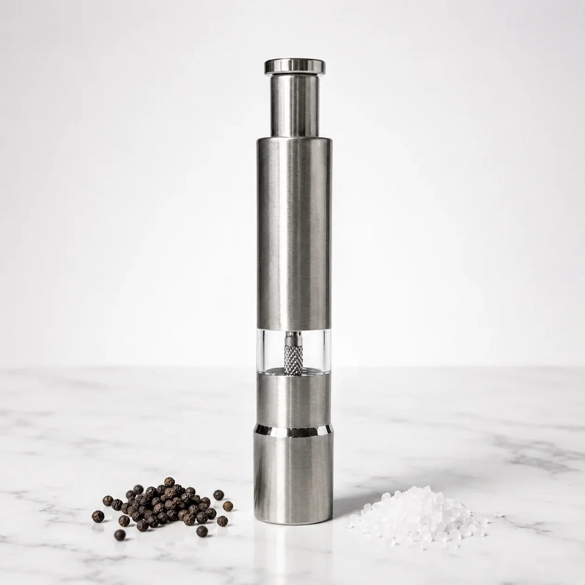 Premium Stainless Steel Push Button Salt &amp; Pepper Grinder