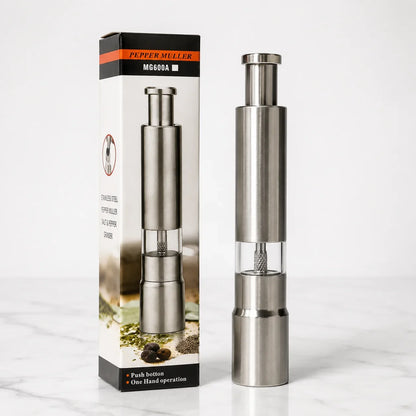Premium Stainless Steel Push Button Salt &amp; Pepper Grinder