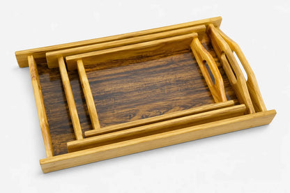 Premium Set of 3 Wooden Serving Trays