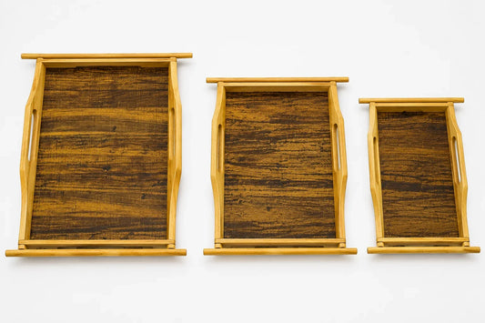 Premium Set of 3 Wooden Serving Trays